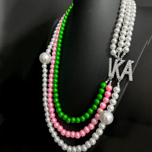 Load image into Gallery viewer, The “AKA ⚪️ Pearl Pink &amp; Green” Necklace