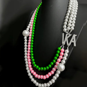 The “AKA ⚪️ Pearl Pink & Green” Necklace