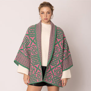 “Pretty Girl 💕💚 Houndstooth & Tile Pattern Print Cardigans” Pre-Order