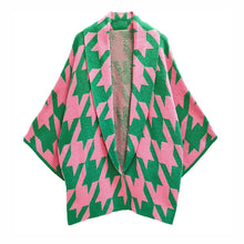 Load image into Gallery viewer, “Pretty Girl 💕💚 Houndstooth &amp; Tile Pattern Print Cardigans” Pre-Order