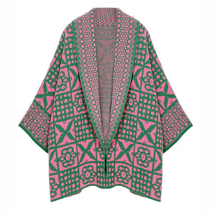 “Pretty Girl 💕💚 Houndstooth & Tile Pattern Print Cardigans” Pre-Order