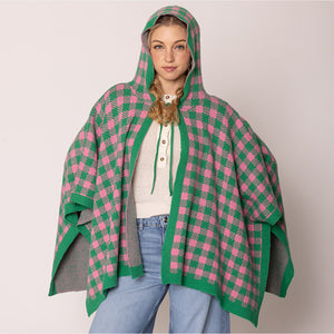 “Pretty Girl 💕💚 Checkered & Houndstooth Ponchos & Cape”- Pre Order