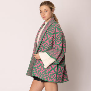 “Pretty Girl 💕💚 Houndstooth & Tile Pattern Print Cardigans” Pre-Order