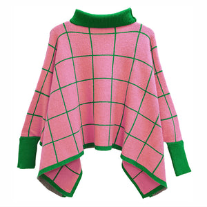 “Pretty Girl 💕💚 Plaid & Solid Knit Ponchos” Pre-Order