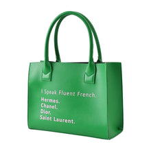 Load image into Gallery viewer, “I Speak French” 💕💚 Tote Bag