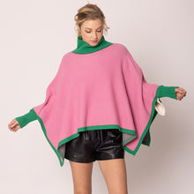 Load image into Gallery viewer, “Pretty Girl 💕💚 Plaid &amp; Solid Knit Ponchos” Pre-Order