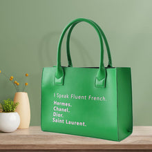 Load image into Gallery viewer, “I Speak French” 💕💚 Tote Bag