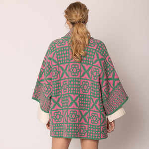 “Pretty Girl 💕💚 Houndstooth & Tile Pattern Print Cardigans” Pre-Order