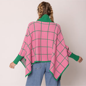 “Pretty Girl 💕💚 Plaid & Solid Knit Ponchos” Pre-Order