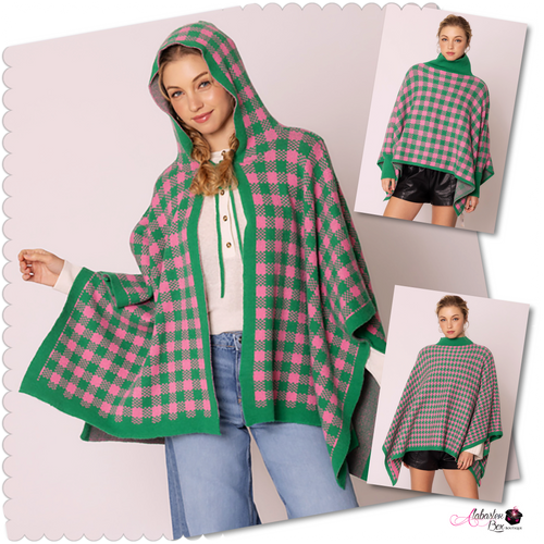 “Pretty Girl 💕💚 Checkered & Houndstooth Ponchos & Cape”- Pre Order