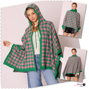 “Pretty Girl 💕💚 Checkered & Houndstooth Ponchos & Cape”- Pre Order