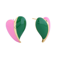 Load image into Gallery viewer, “Pretty 💕💚 Enamored” Earrings