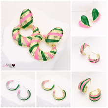 Load image into Gallery viewer, “Pretty 💕💚 Enamored” Earrings