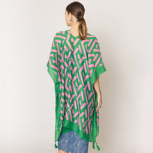 Load image into Gallery viewer, &quot;Pretty Girl Green Geometric 💞💚 Light-Weight&quot; Kimono Poncho